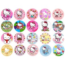 THK20Z Set 20 caketoppers de zahar Hello Kitty decupate d5cm